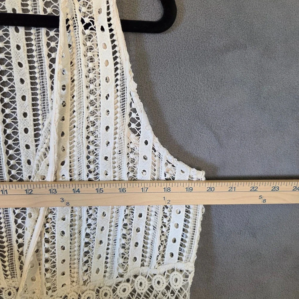 Cato Long Sleeveless Lace Vest Women's XL Boho Layering Ruffle Cottagecore